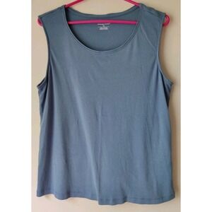 Christopher & Banks Women's Tank Top Sleeveless 100% Cotton‎ Blue Size XL